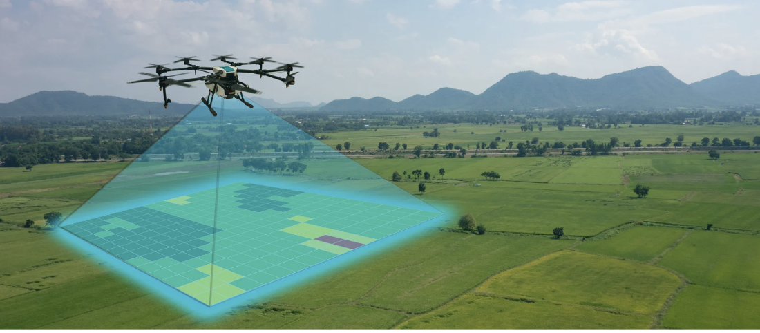 Drone mapping farmland